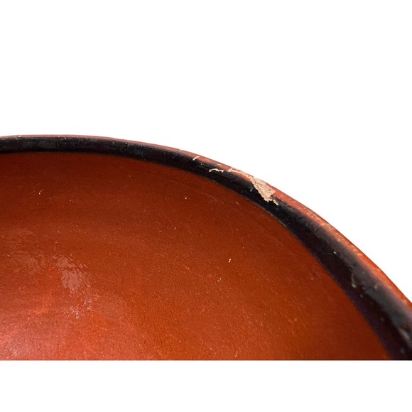 Vintage Hand-Painted Redware Red Clay Asian Stoneware  Vintage Handmade Mexican Redware Clay Pottery Serving Bowl Set of 3 Hand Painted